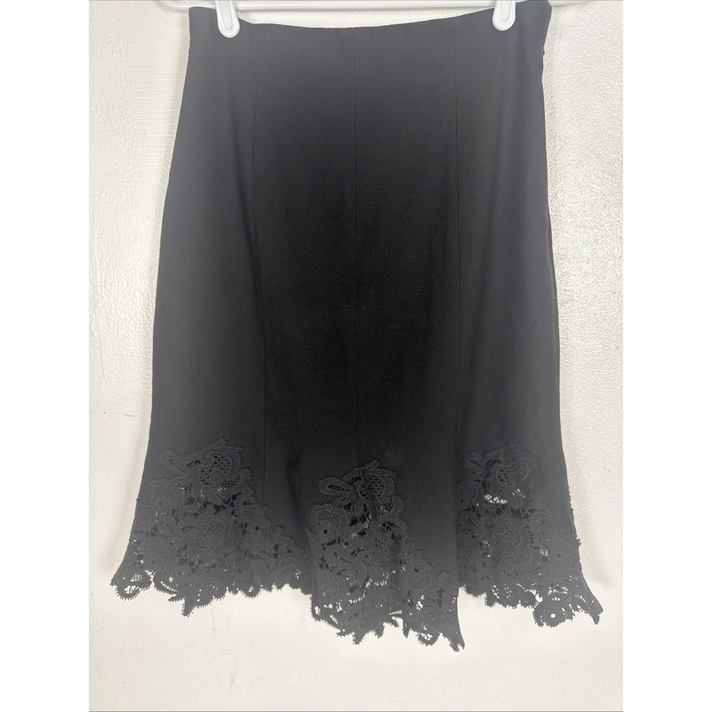 Rebecca Taylor Black Eyelet Pique Lace-Hem Skirt in Black Size 10 - Picture 4 of 10